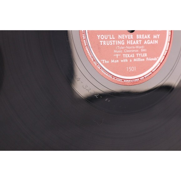 T Texas Tyler, Wrong Side Of Town /You'll Never Break 1950 10" 78 pm Record 1501 - Picture 13 of 16